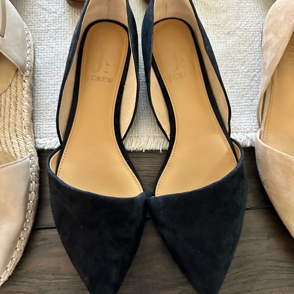 J. Crew Black Suede Pointed D'Orsay Flats